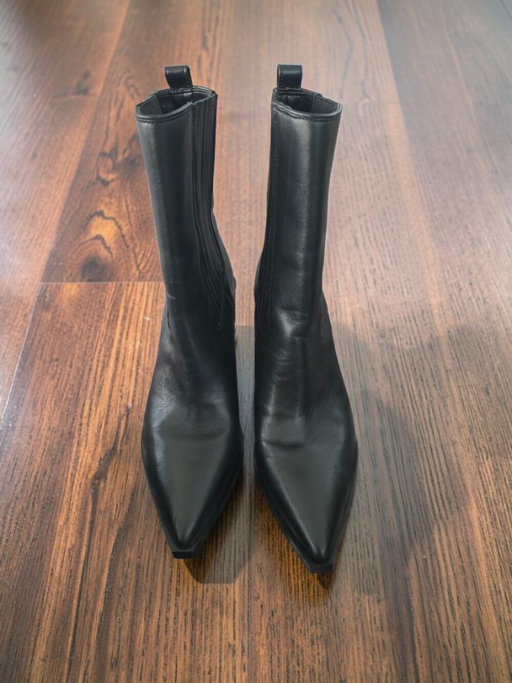 Sam Edelman Mandey Western Ankle Boots Women’s 10.5 Black Leather Pointed Toe